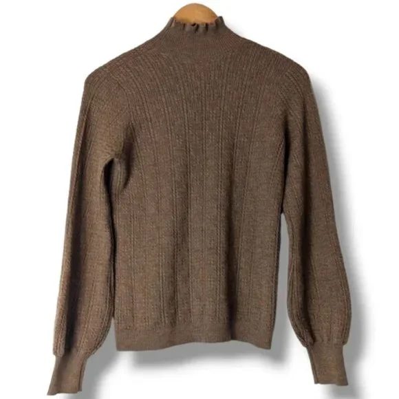 Sézane Rosalia 100% Merino Wool Knit Turtleneck Sweater in Brown Mocha Size XS - Picture 5 of 10